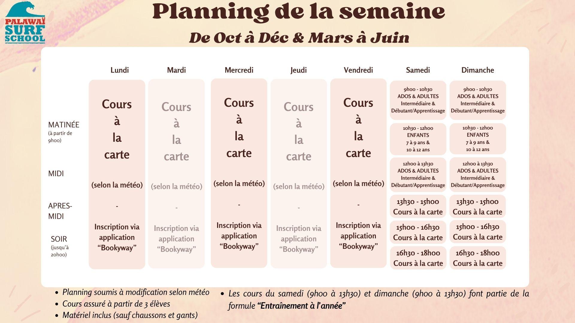 Planning semaine